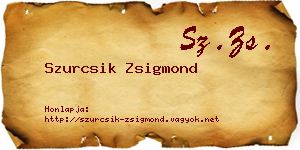 Szurcsik Zsigmond névjegykártya